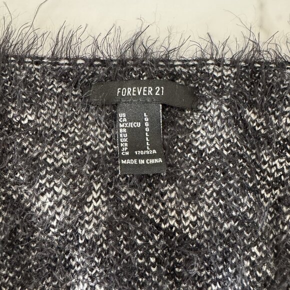 Forever 21 Clueless Cozy Eyelash Knit Crop Sweater Houndstooth Button Cardigan L - Picture 4 of 10